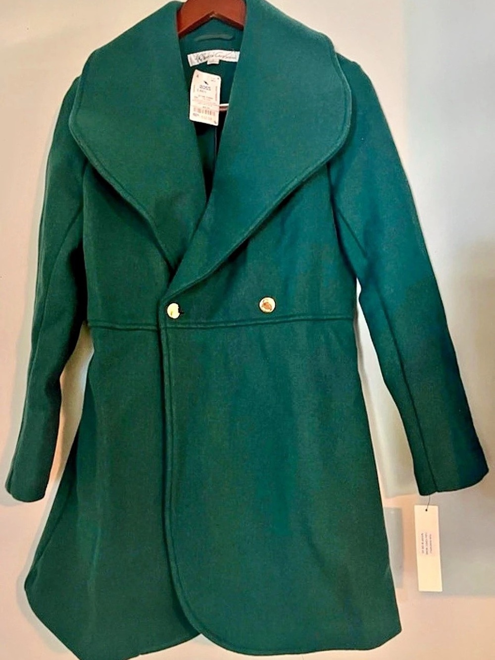 Kenneth Cole New York Green Pea Coat Size Small NWT